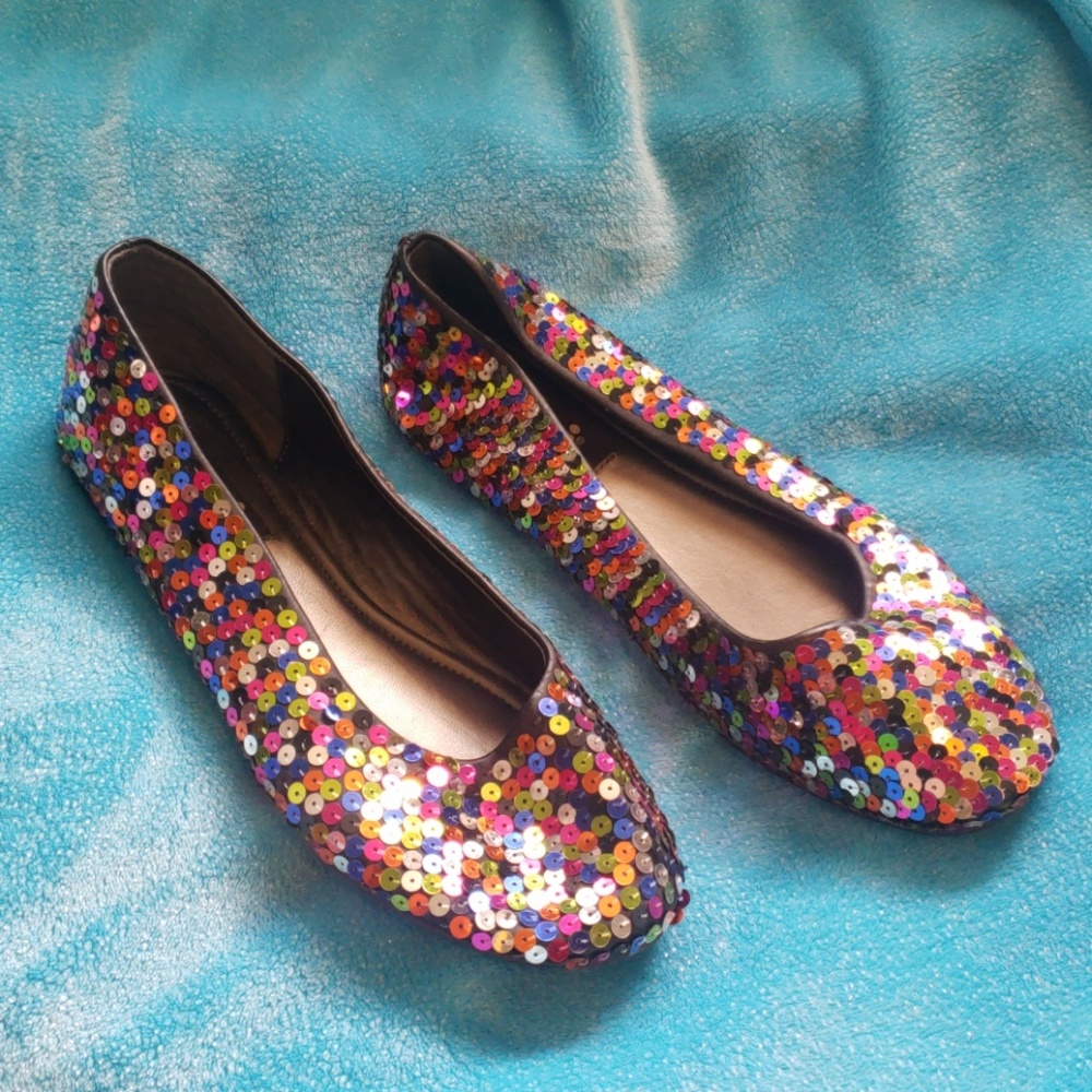 Sequin ballet flats